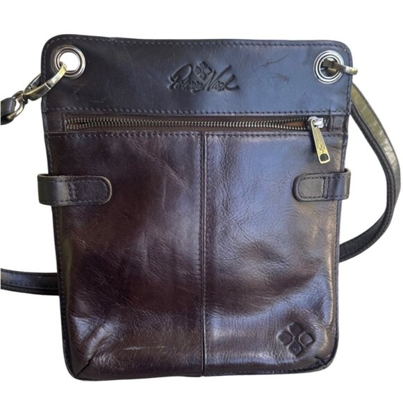 Patricia Nash Francesca Leather  Dark Brown Crossbody Bag Tooled Embossed - Picture 2 of 15